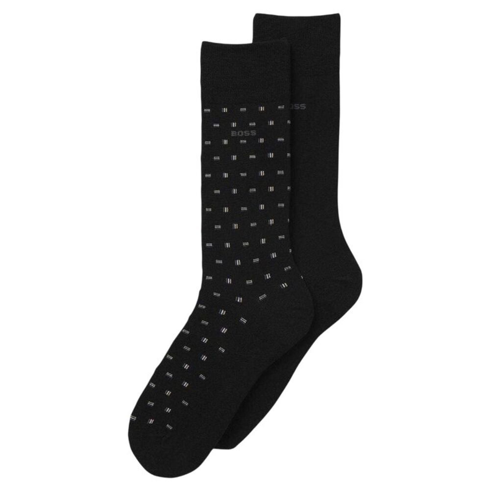 Boss Mens Patterned Trainer Socks (Pack of 2) / Black